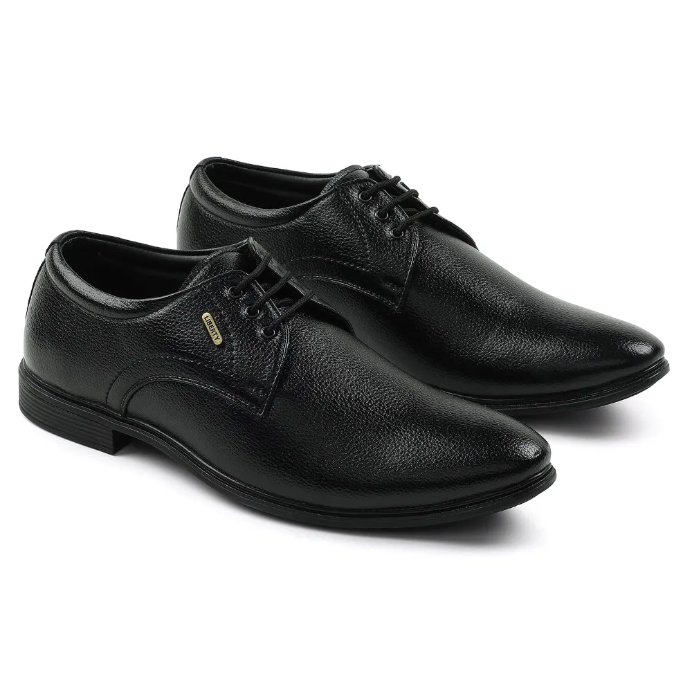Fortune Black Formal Lacing Derby Shoes For Men HOL-130E By Liberty Tailored Fit Smart Fit Shoes