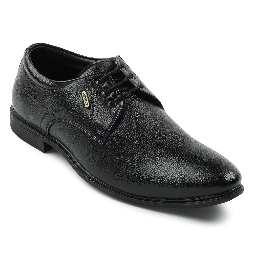 Relaxed Fit Fortune Black Formal Lacing Derby Shoes For Men HOL-130E By Liberty