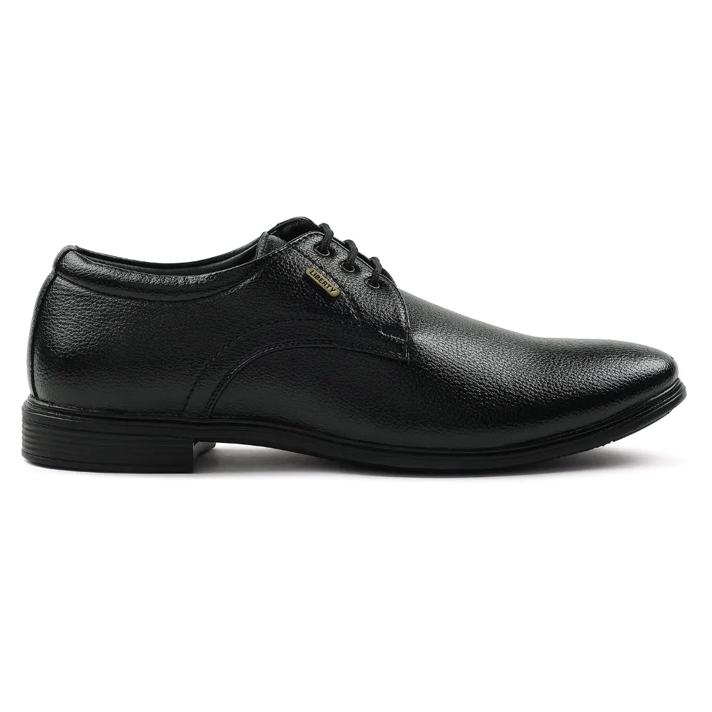 Premium Sleek Profile Fortune Black Formal Lacing Derby Shoes For Men HOL-130E By Liberty