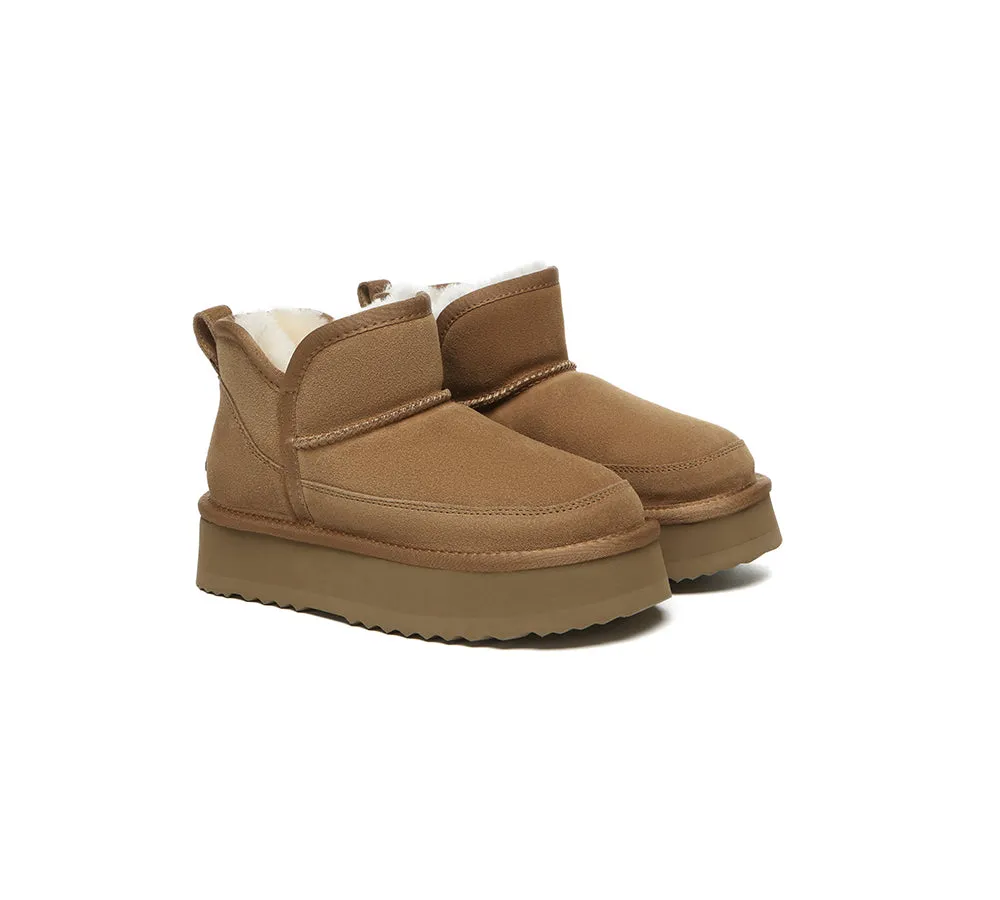 EVERAU? UGG Boots Sheepskin Wool Ankle Platform Vesper insulated