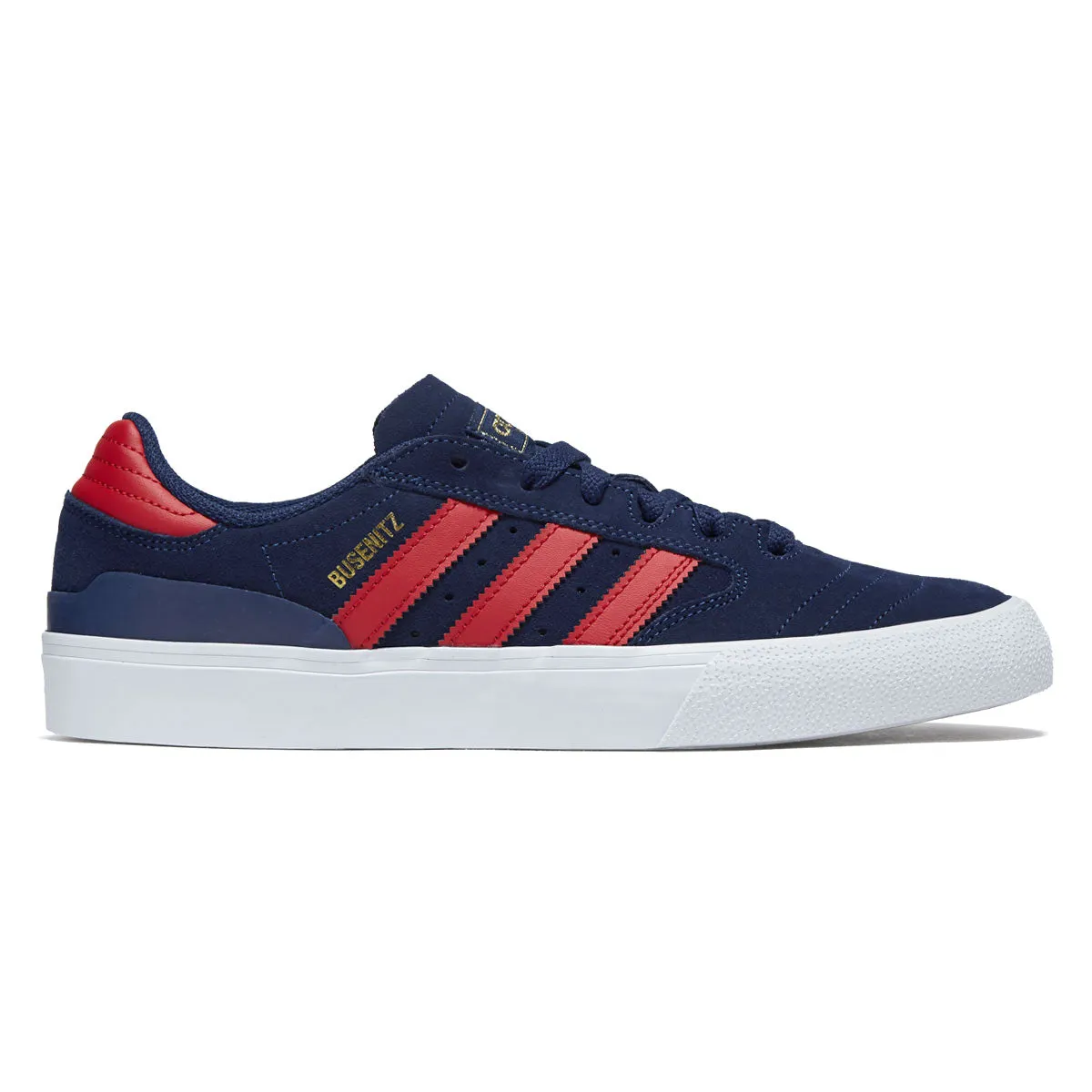 Adidas Busenitz Vulc II Shoes - Dark Blue/Better Scarlet/Gold Metallic Comfort Padding