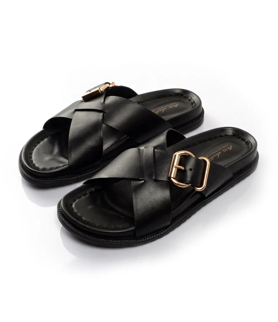 Torino Leather Slippers - Black Luxurious Leather Forever Shade