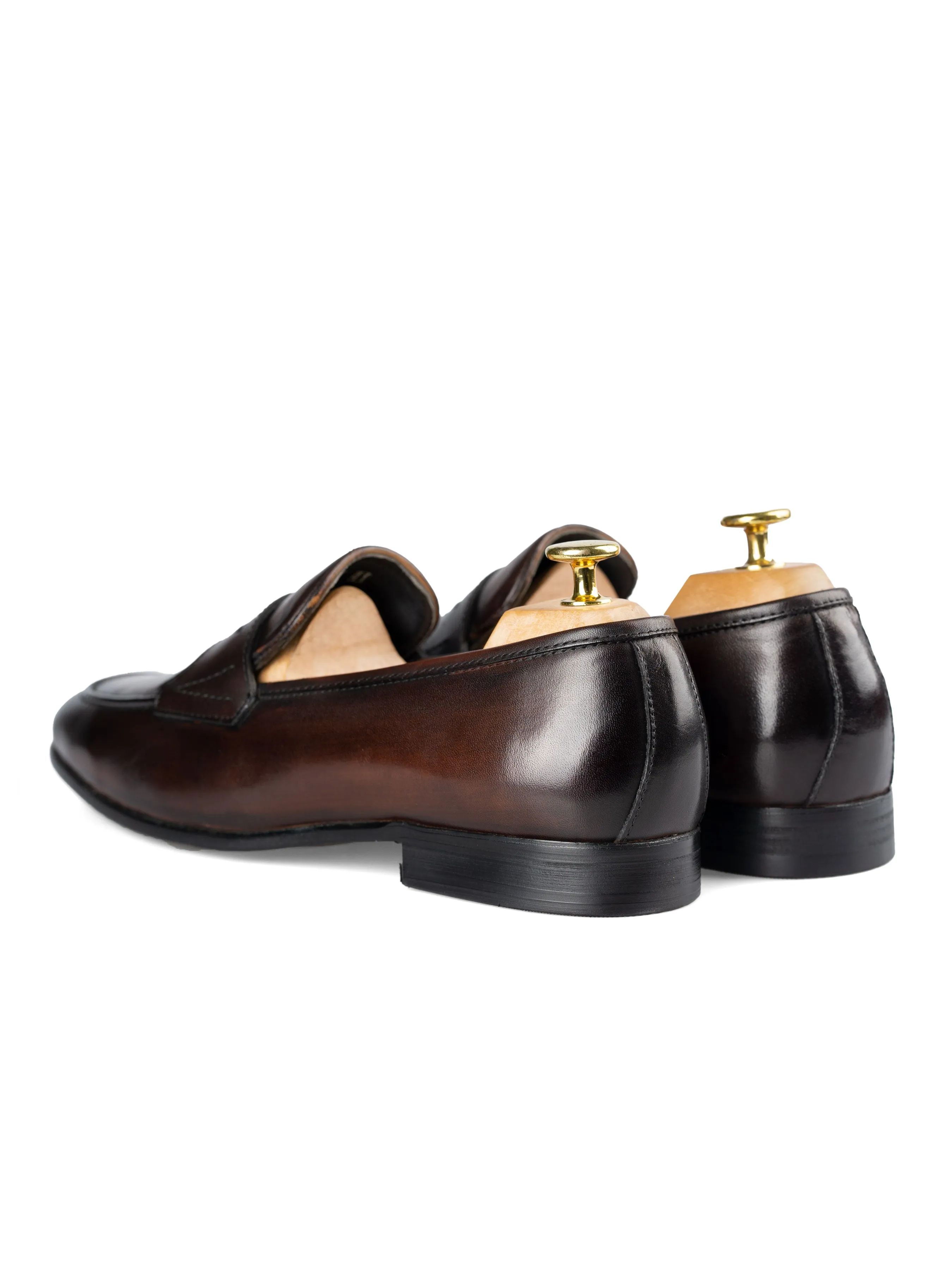 Penny Loafer Wing Strap - Dark Brown (Hand Painted Patina) Versatile Casual Shoes Air Walk