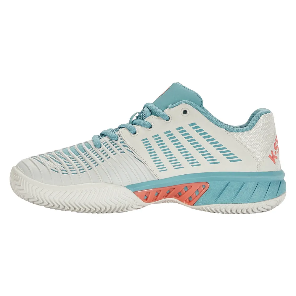 K-Swiss Express Light 3 HB Tennis Shoes (Ladies) - Blanc/Nile Blue/Desert Flower synthetic leather Shock absorption