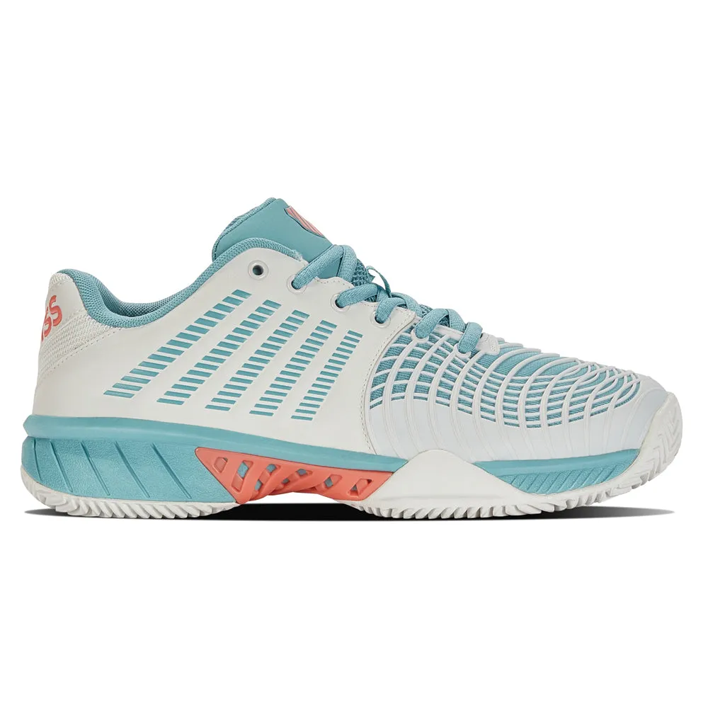 K-Swiss Express Light 3 HB Tennis Shoes (Ladies) - Blanc/Nile Blue/Desert Flower High Schoolers Cushion Sole
