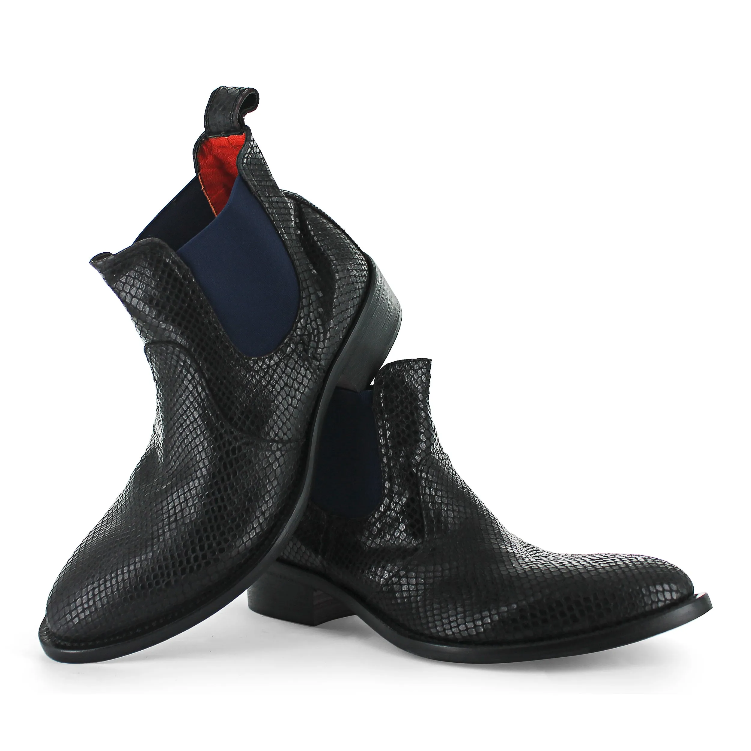 R7701 - Black Snake Print Chelsea Boot All Day Comfort Weather Ready
