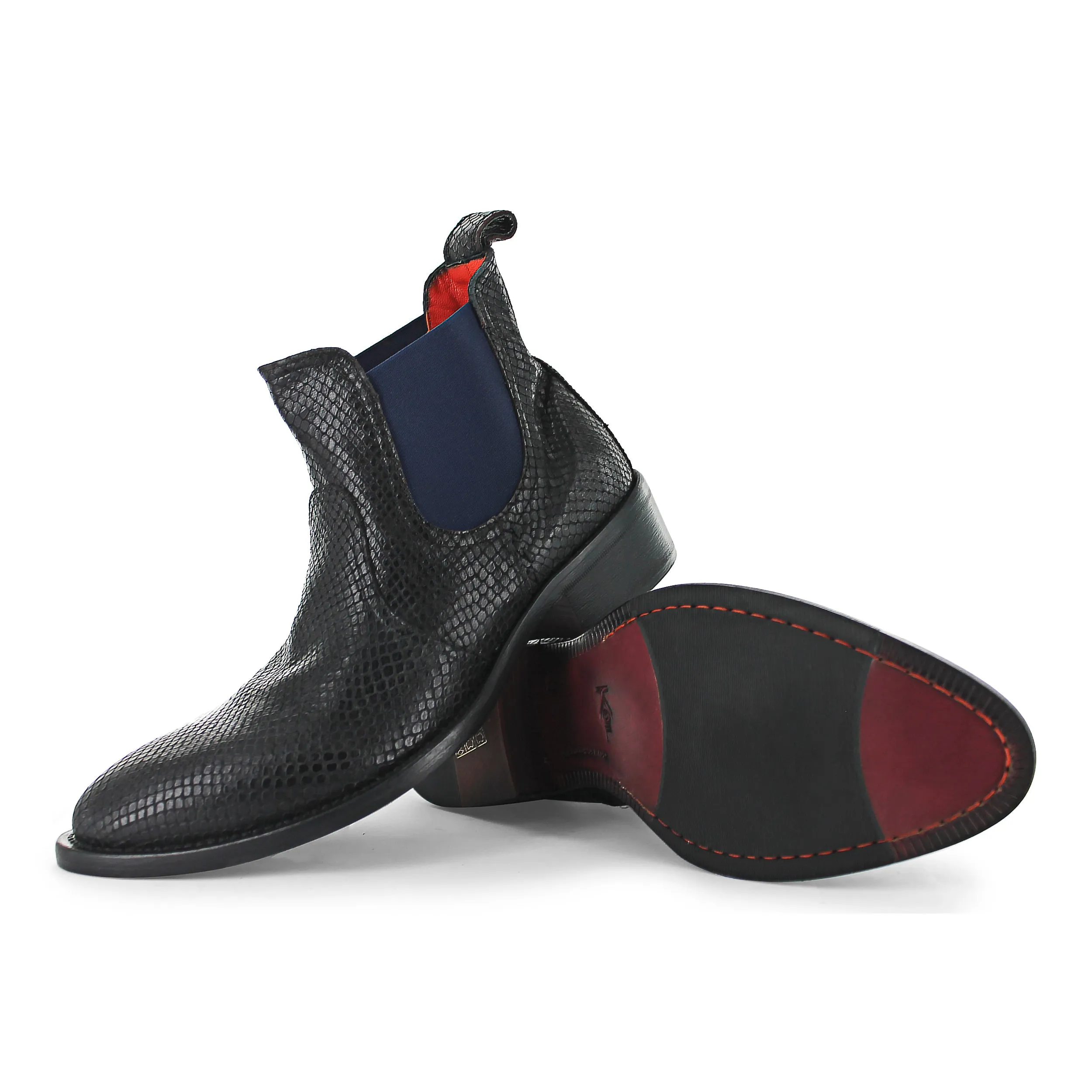 R7701 - Black Snake Print Chelsea Boot Quick Style