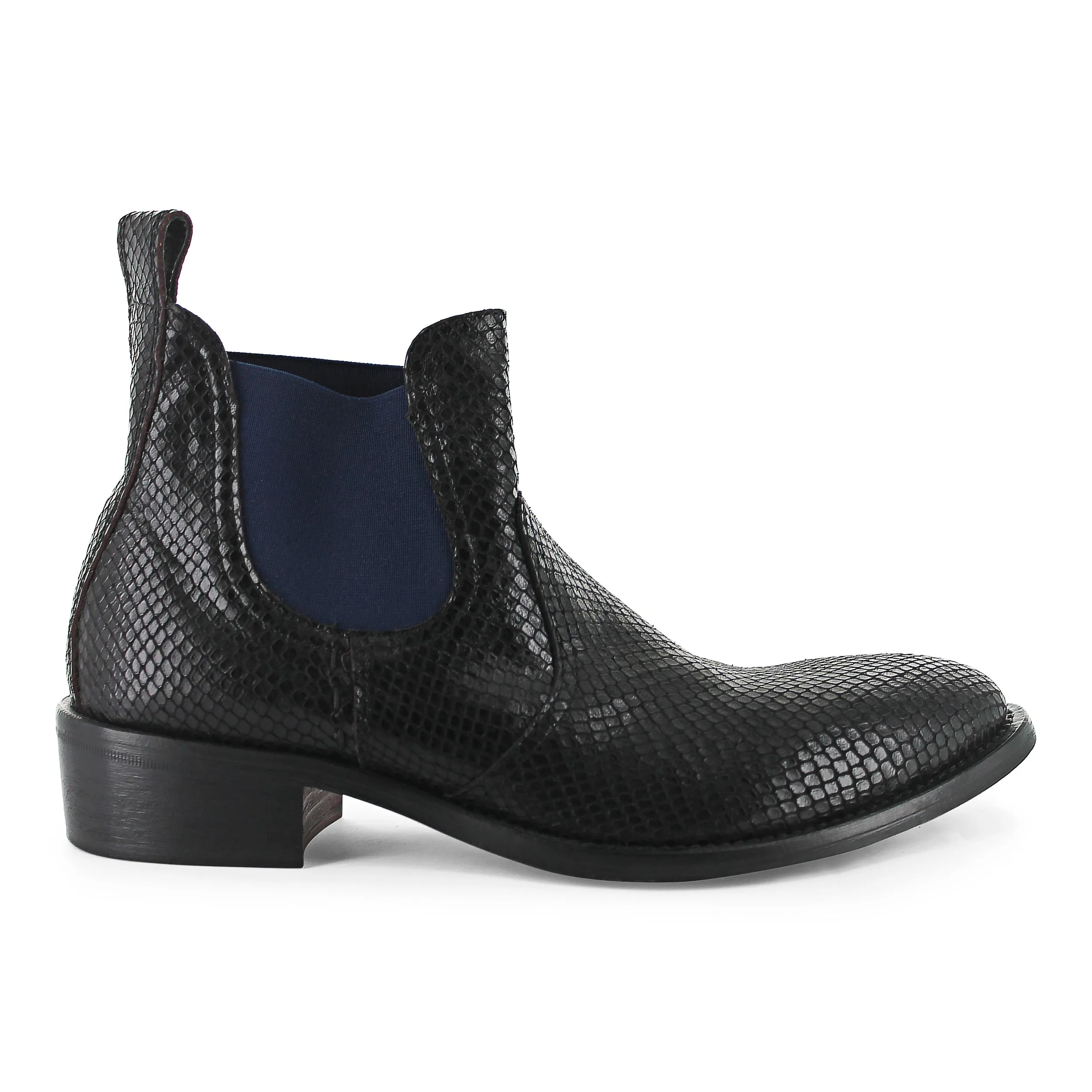 R7701 - Black Snake Print Chelsea Boot Date night Functional Style