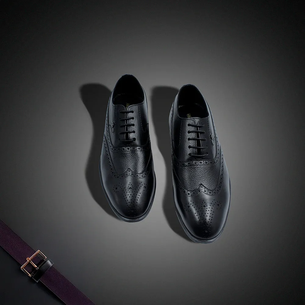 Stylish Design Fortune Formal Black Lacing Brogue Shoes For Men HOL-125E By Liberty