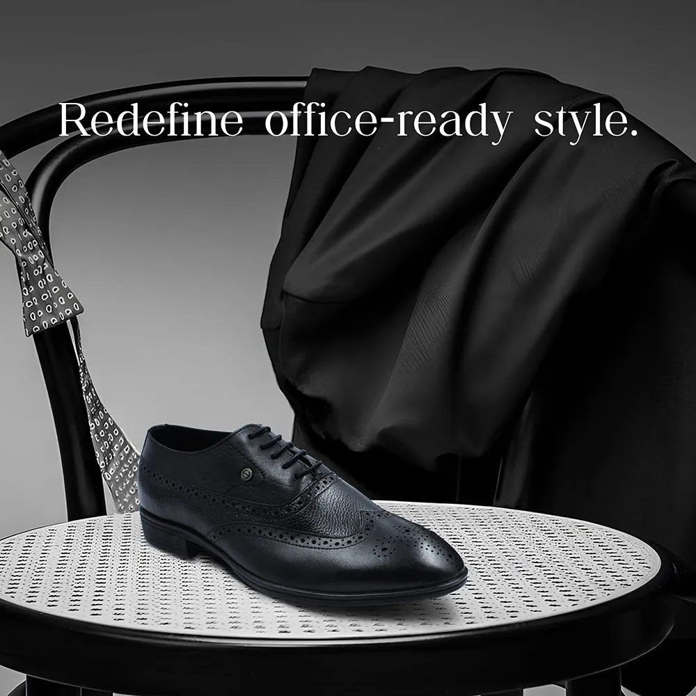 Fortune Formal Black Lacing Brogue Shoes For Men HOL-125E By Liberty Comfort Wear Shoes