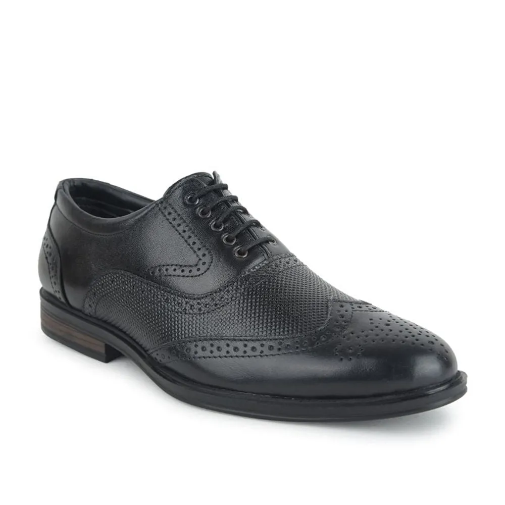 Fortune Formal Black Lacing Brogue Shoes For Men HOL-125E By Liberty Leather Look Chic Step