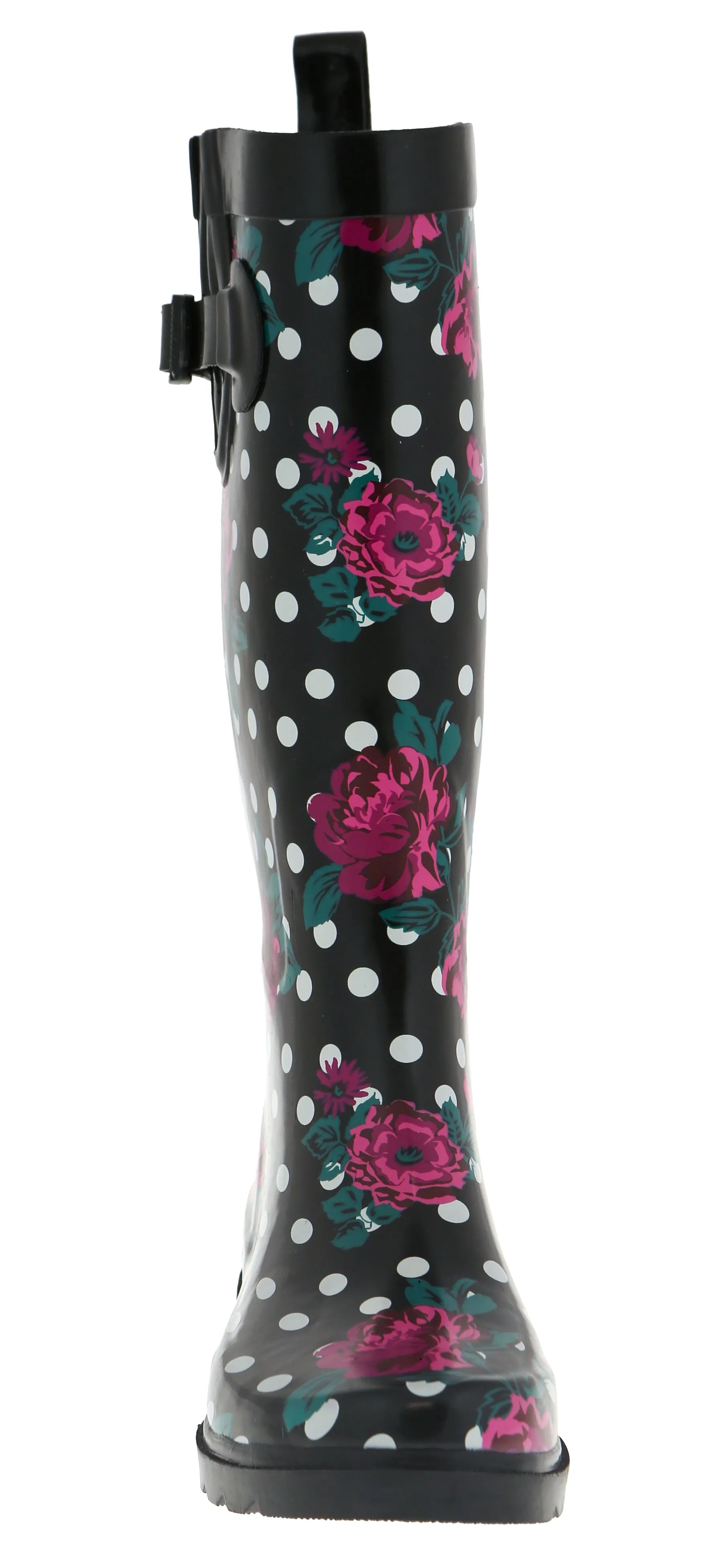 Ladies Floral Dots Tall Rubber Rain Boot Waterproof Daily Wear