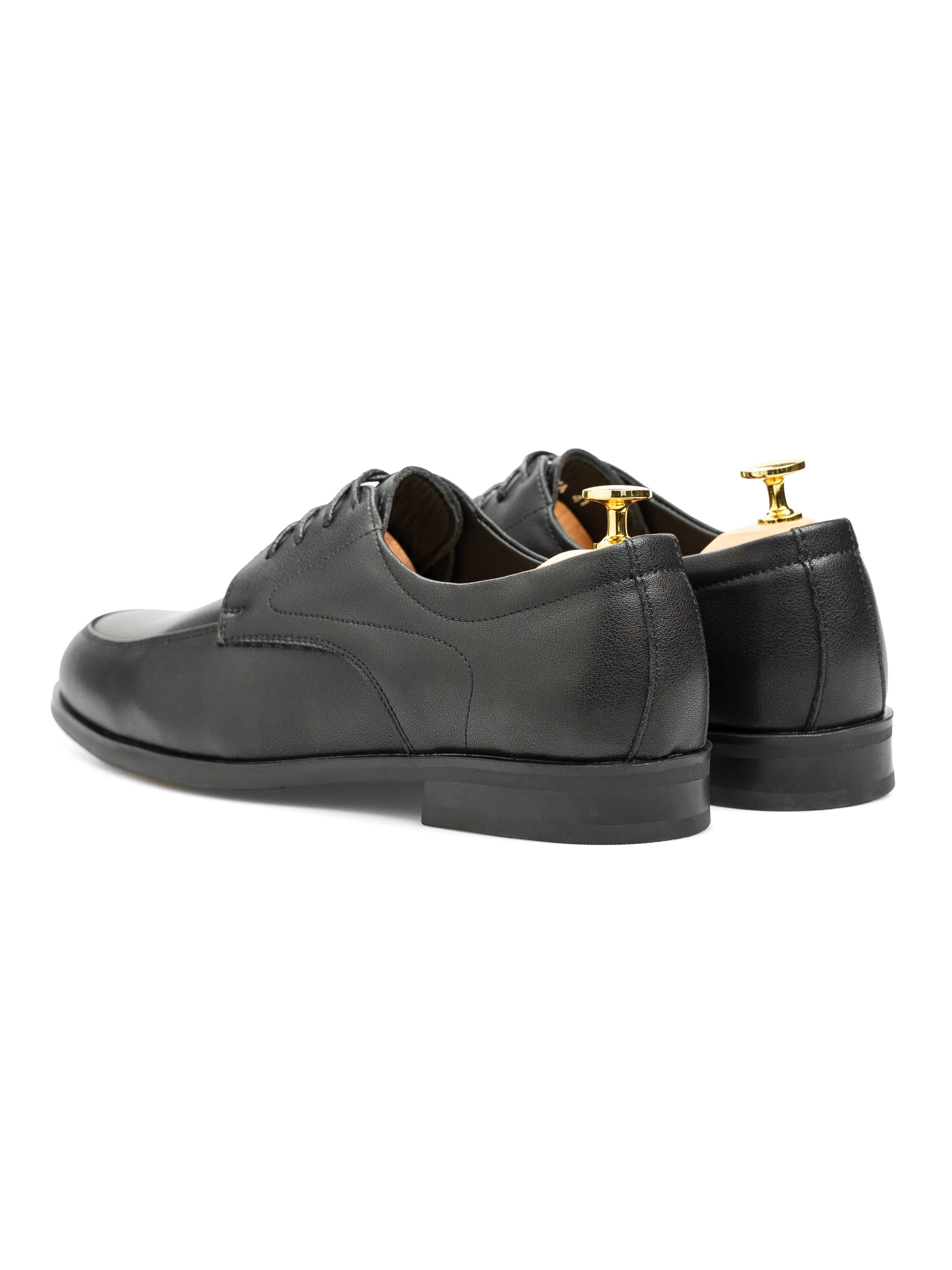 Easy To Clean Smart Leather Fit Velton Derby  - Solid Black Leather