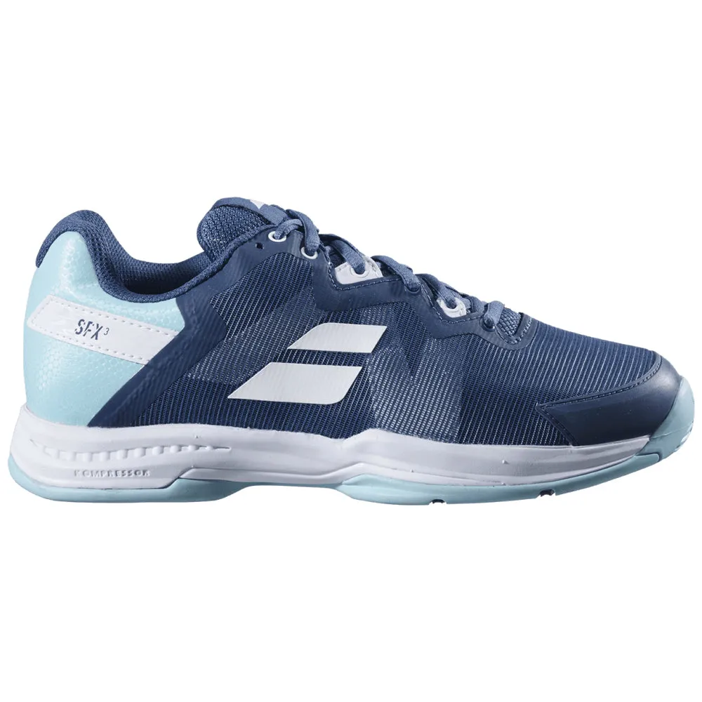 warm weather Lace System Babolat SFX3 All Court Tennis Shoes (Ladies) - Deep Dive/Blue