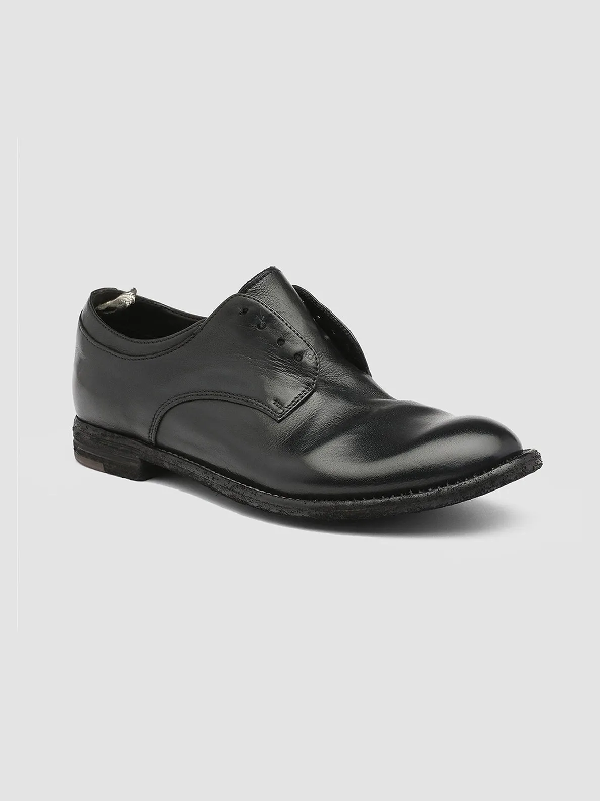 LEXIKON 501 - Black Leather Derby Shoes Padded collar material