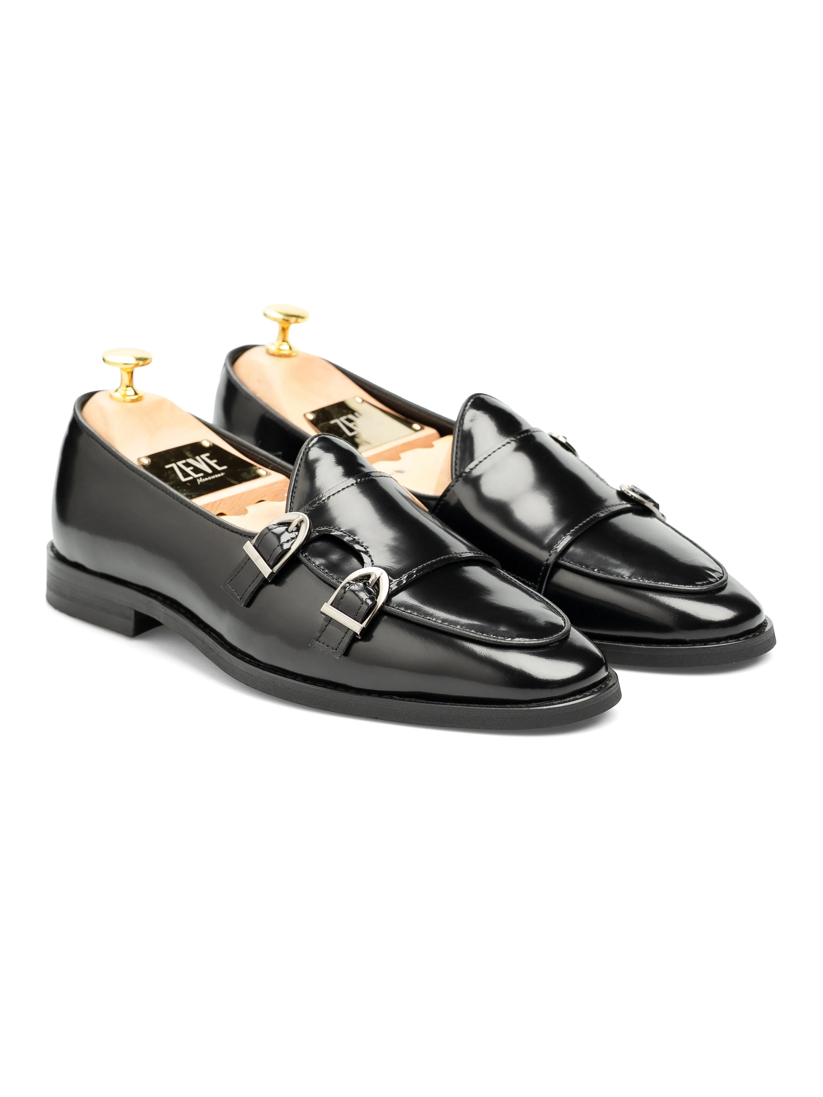 Heel Free Bold Dash Bellmonk Loafer - Black Polish Leather