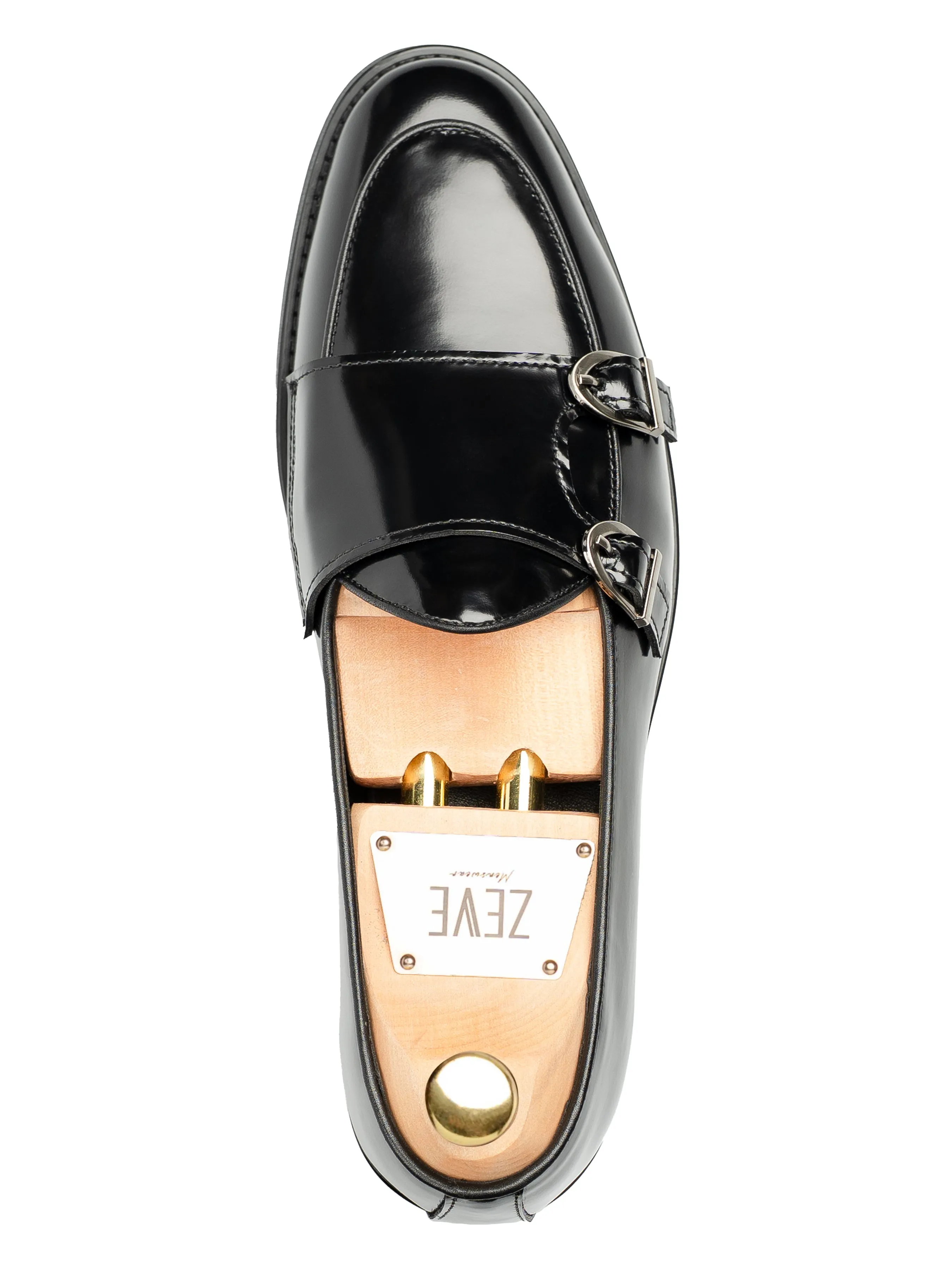 Leather Upper Happy Step Bellmonk Loafer - Black Polish Leather