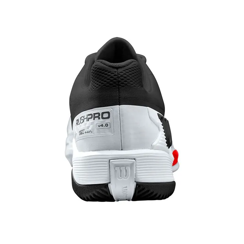 Track Run Wilson Men's Rush Pro 4.0 Tennis Shoes Black White