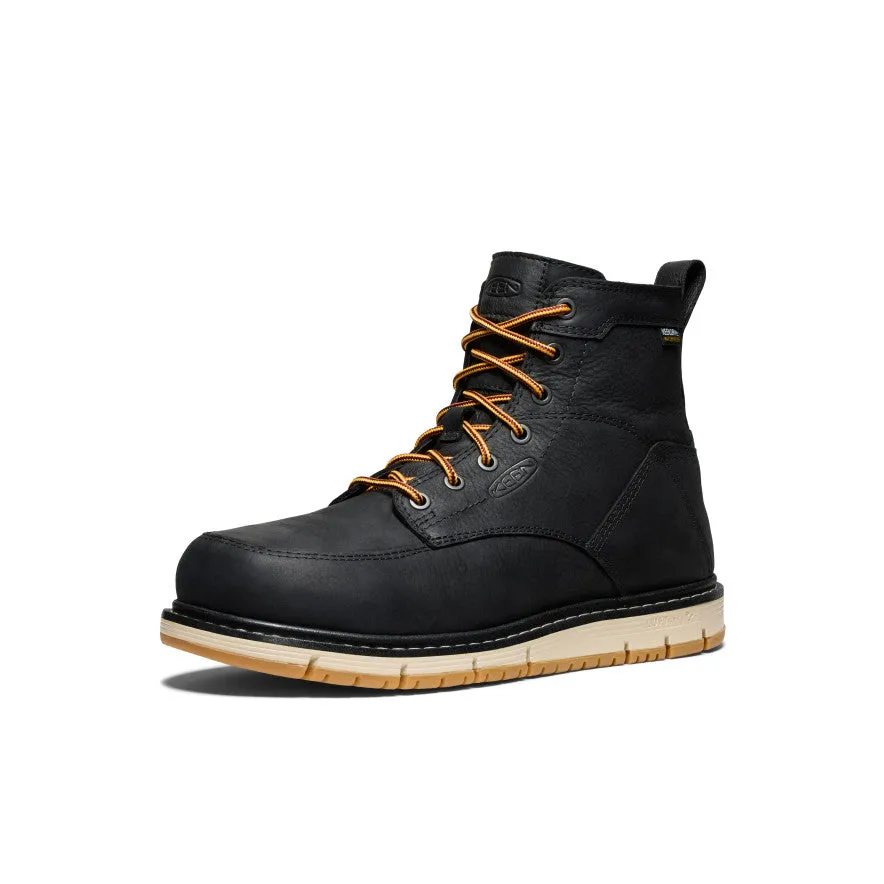 Shock Absorbing Boots Water Barrier Men's San Jose 6" Waterproof Boot (Aluminum Toe)  |  Black/Gum