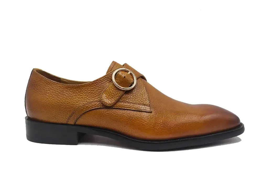Single Monk Strap Plain Toe Shoes Calm Walk Fine Detail