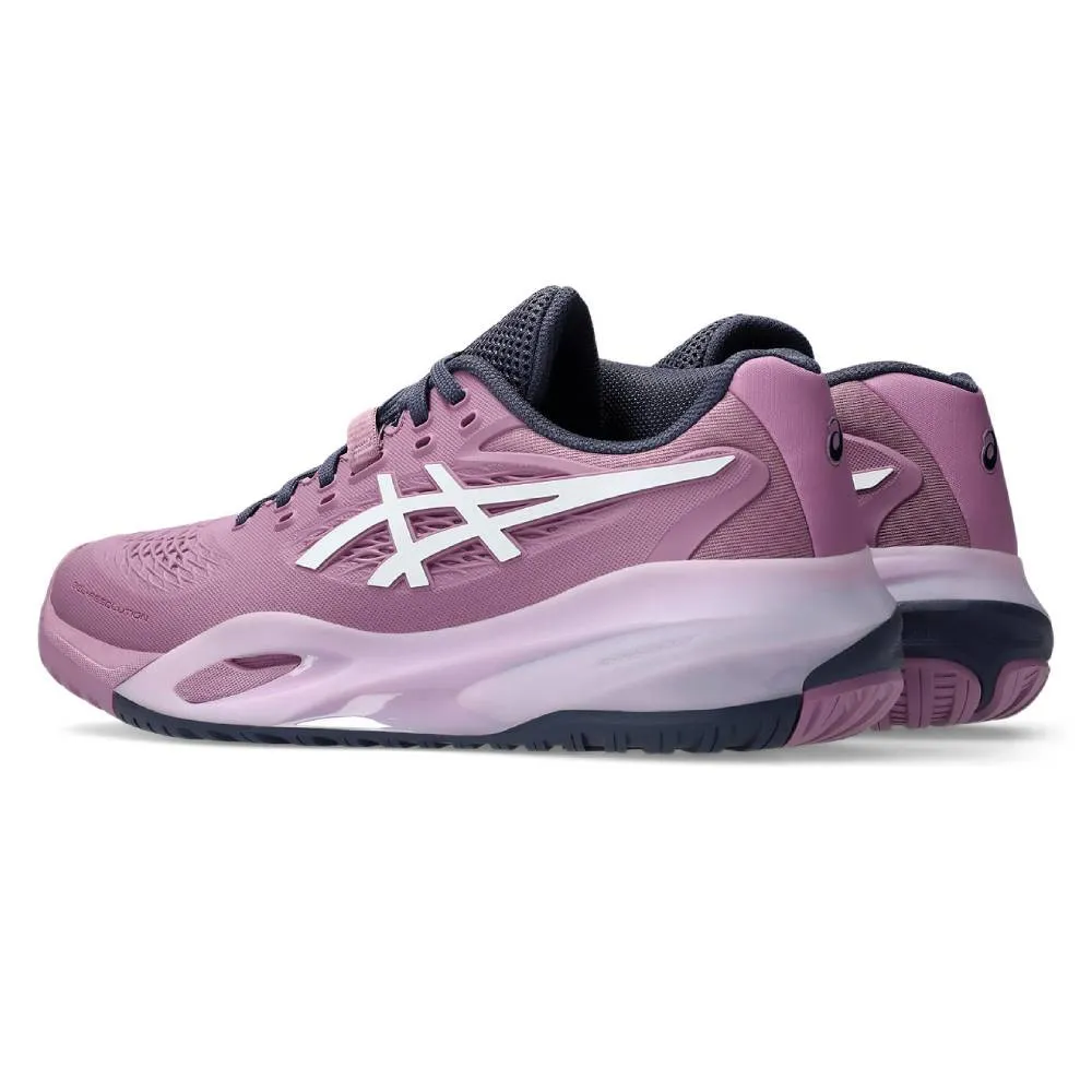 Easy Walk Elastic Asics Gel Resolution X Wide Women's Tennis Shoe (Ube Pink/White)