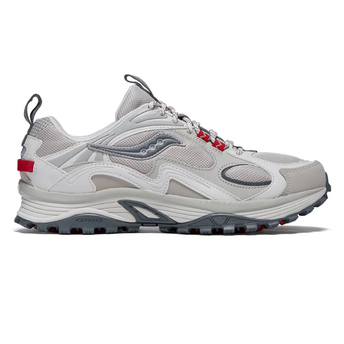 Saucony Grid Aura X Shoes - Dove/Red Outdoor Step Fit