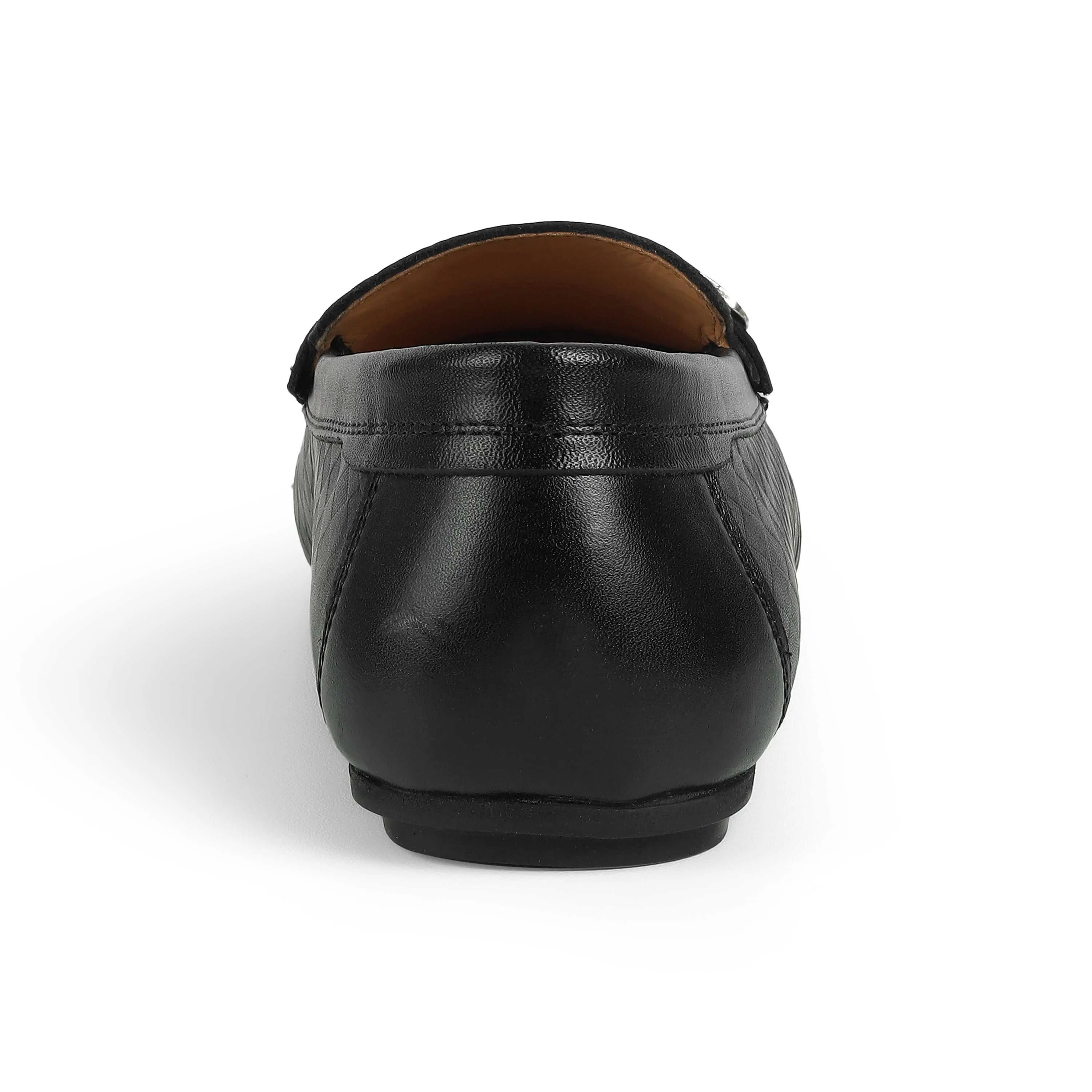 Tresmode Smat Black Men's Leather Single Monk Shoes Heritage Style Round Tip