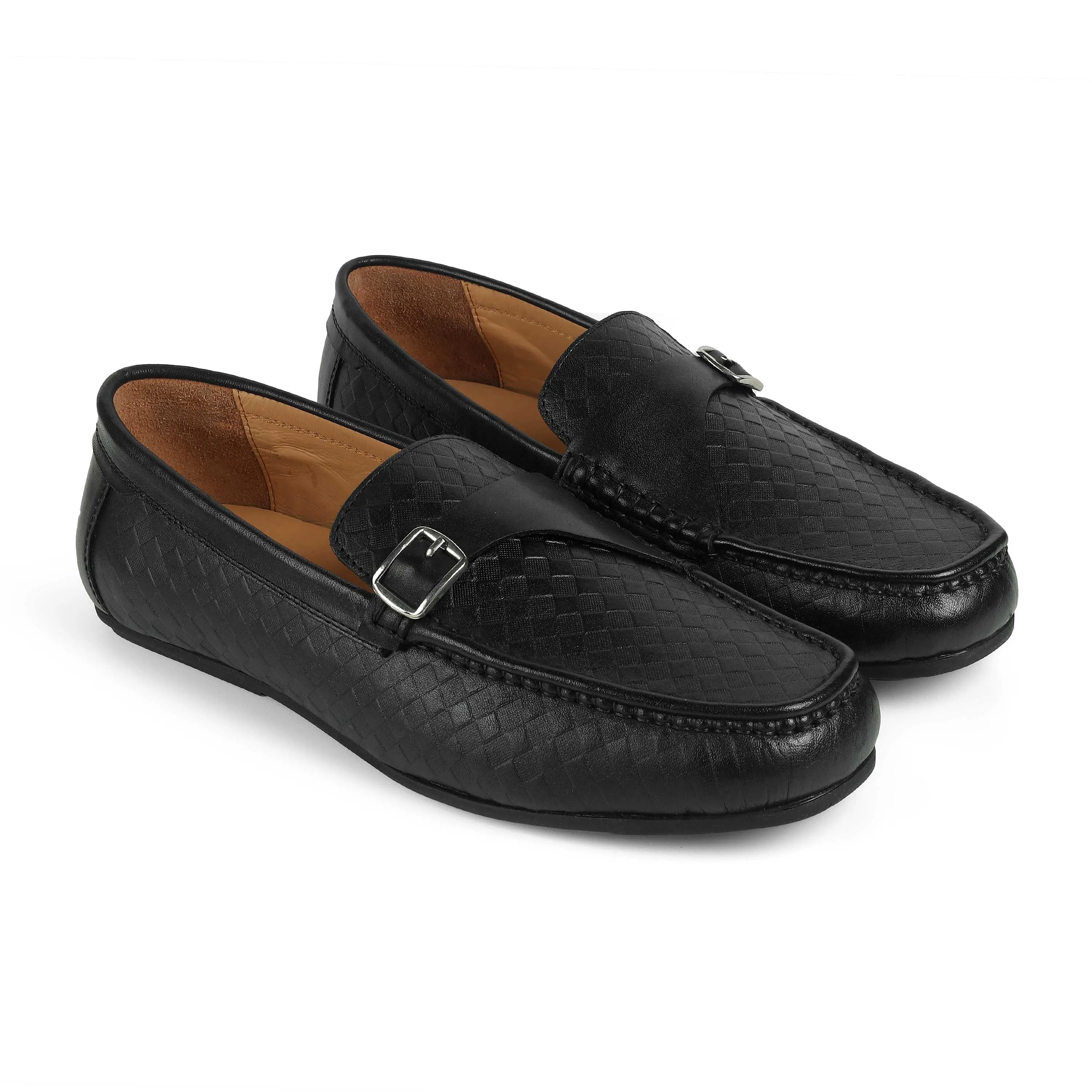 Bespoke Style Tresmode Smat Black Men's Leather Single Monk Shoes