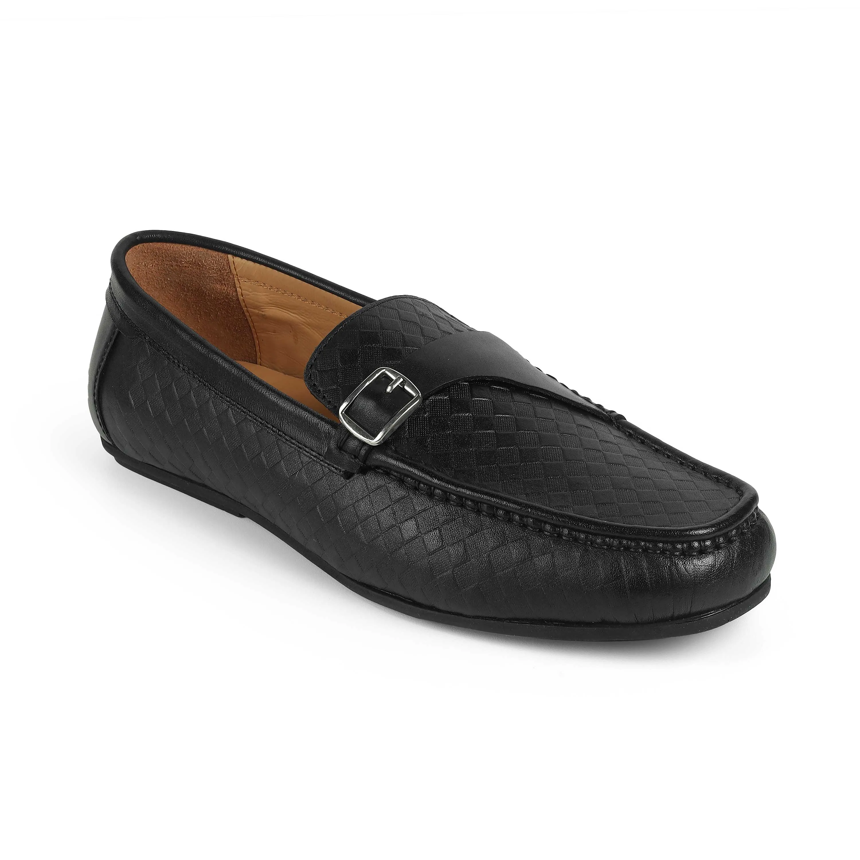 Tresmode Smat Black Men's Leather Single Monk Shoes Summer Air