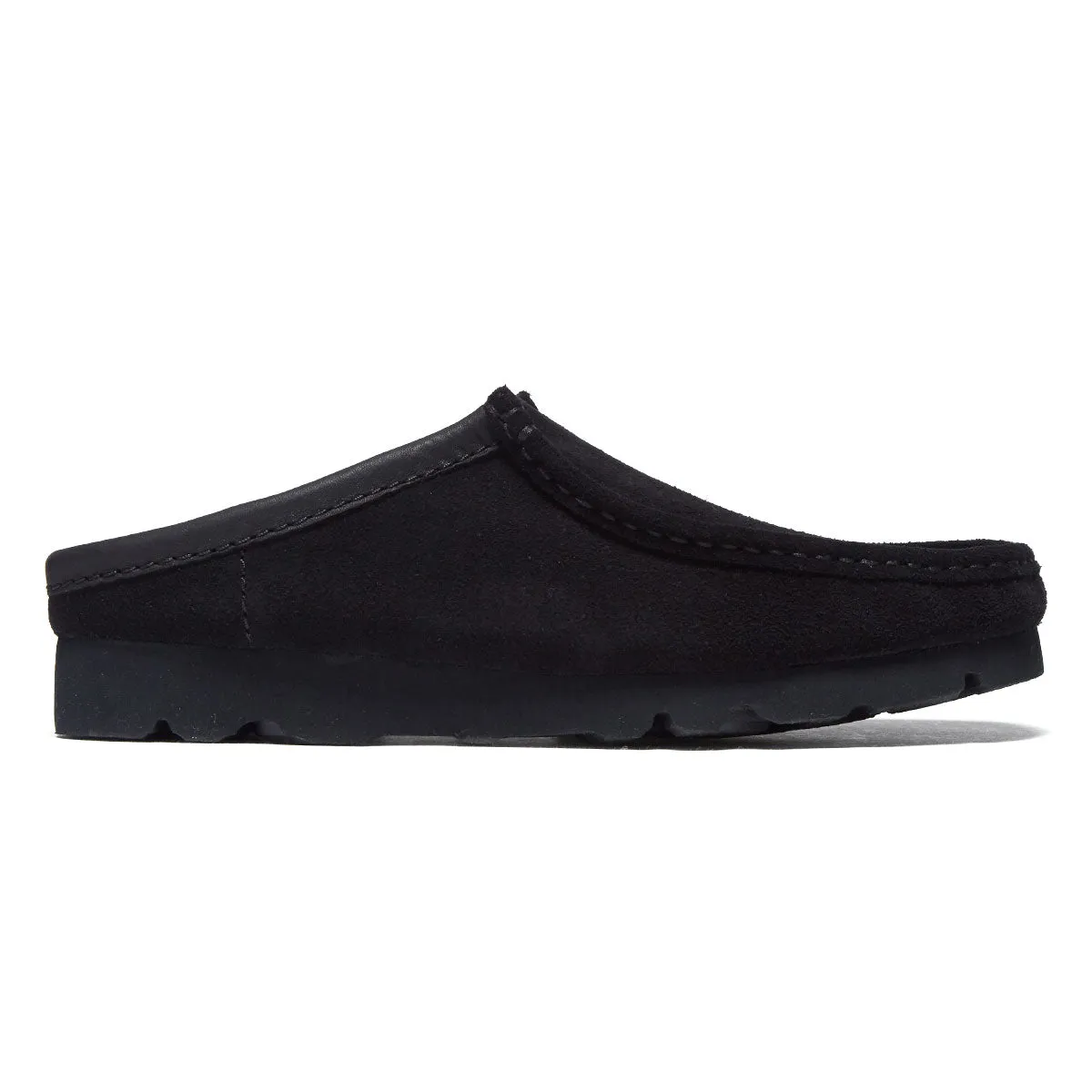 Clarks Wallabee Slip Shoes - Black Suede Reinforced heel