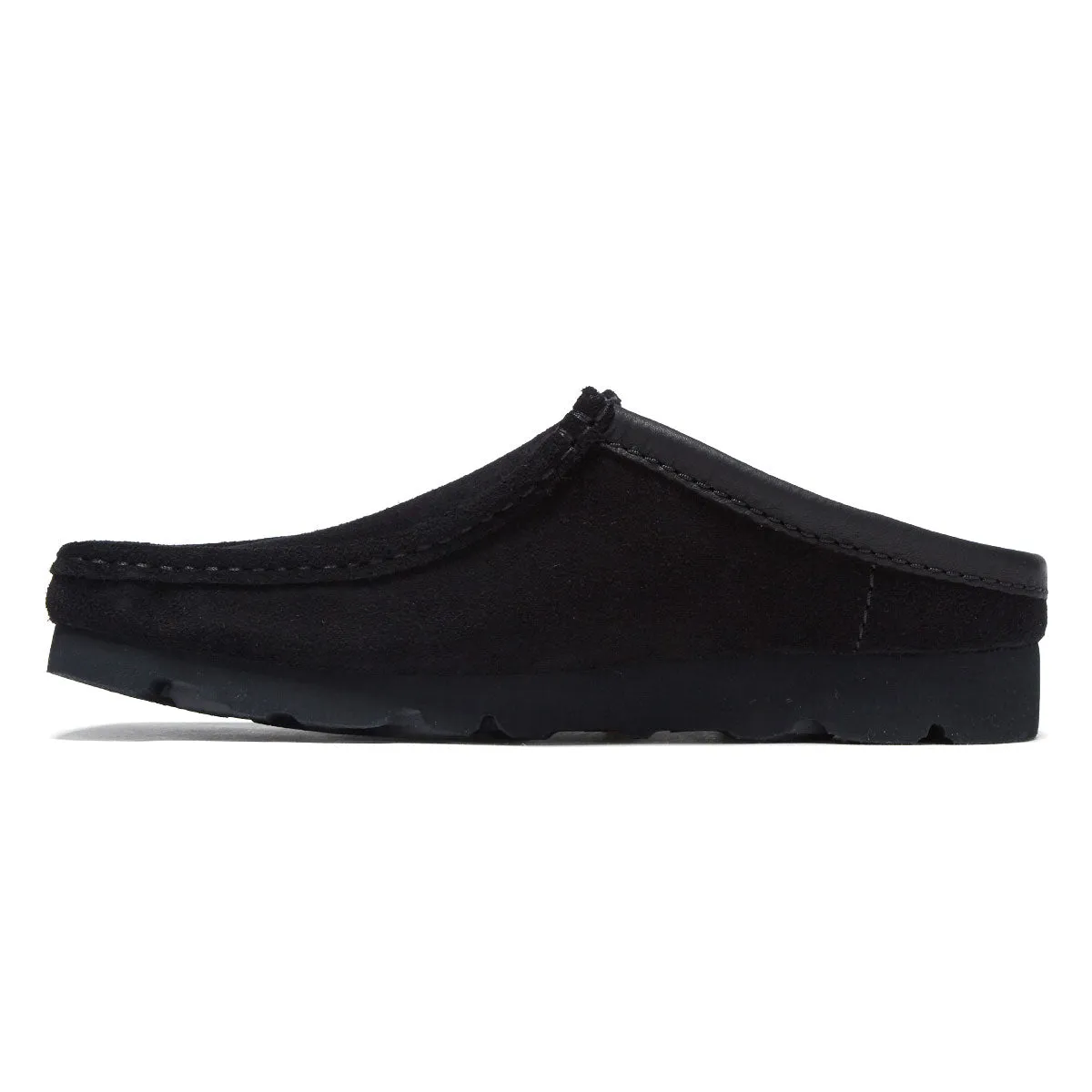 Clarks Wallabee Slip Shoes - Black Suede Flexible Fit Active Grip