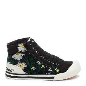 Ultra Breathable Jazzin Embroidered Floral Black High Top Sneaker