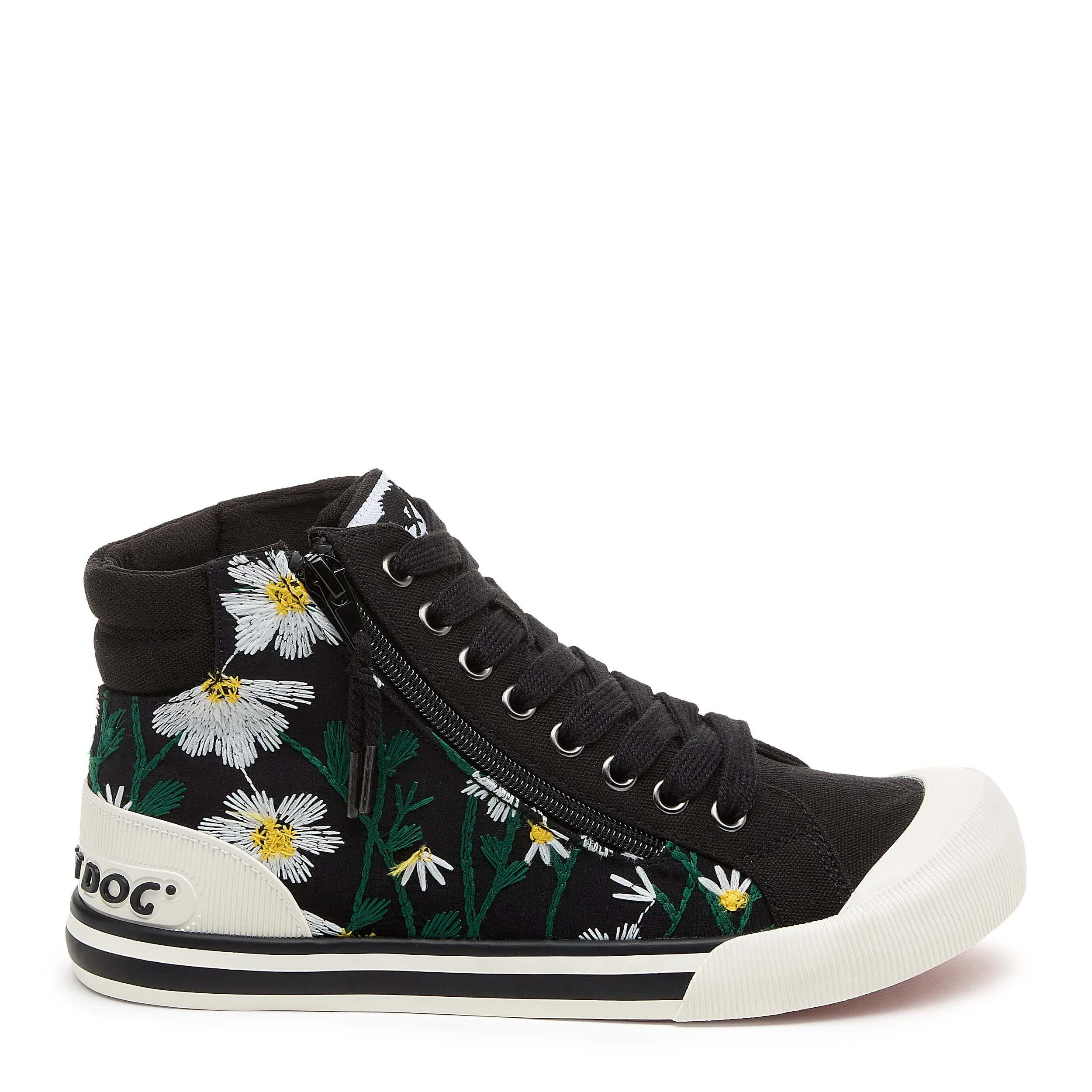 Core Comfort Outdoor Footwear Jazzin Embroidered Floral Black High Top Sneaker