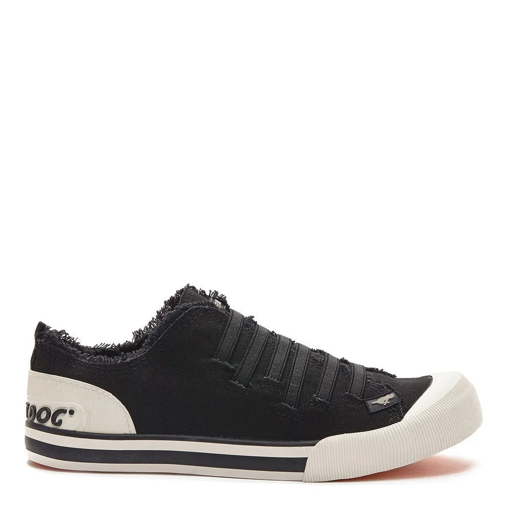 Slip In Fit Joint Black Canvas Sneaker