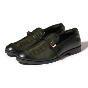 Soft Heel Control Edge Morris- Green Croco Belt Slipons