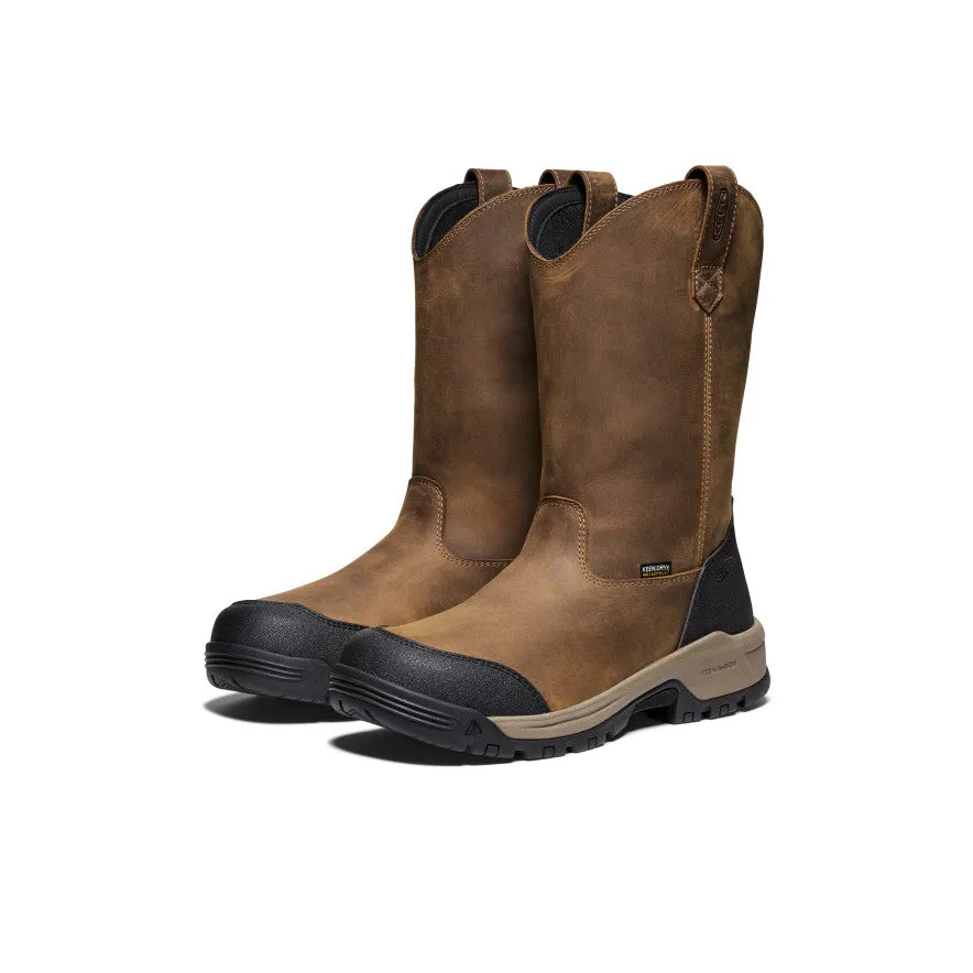Wander Ready Foot Locking Design Men's Evanston Pull-On Waterproof Boot (Soft Toe)  |  Bison/Black