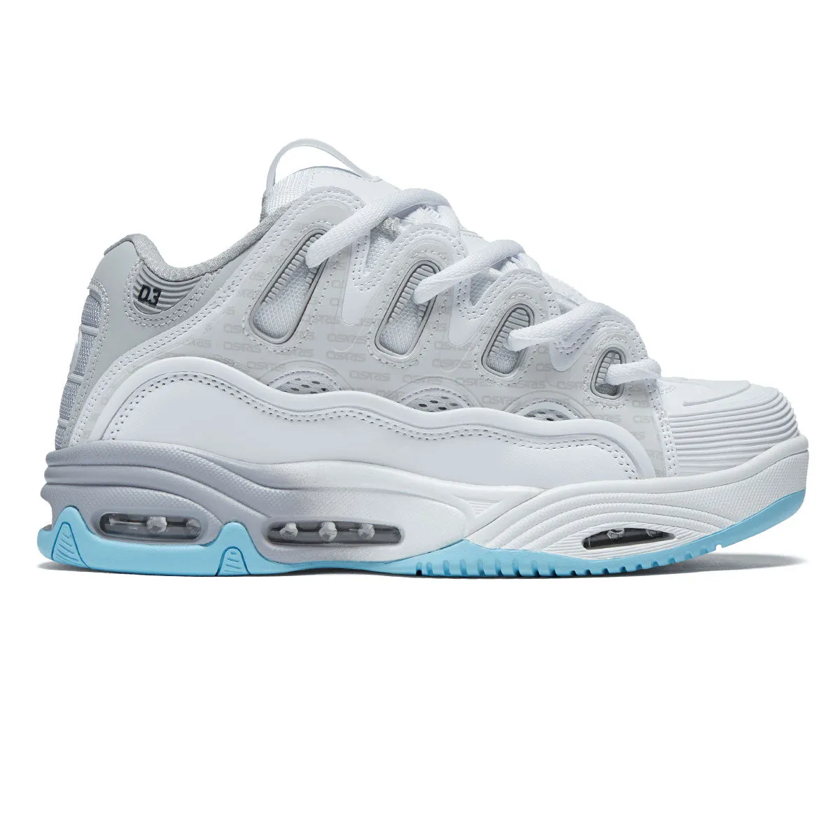 Adult Casual Landing Support Osiris D3 2001 Shoes - White/Grey/Baby Blue