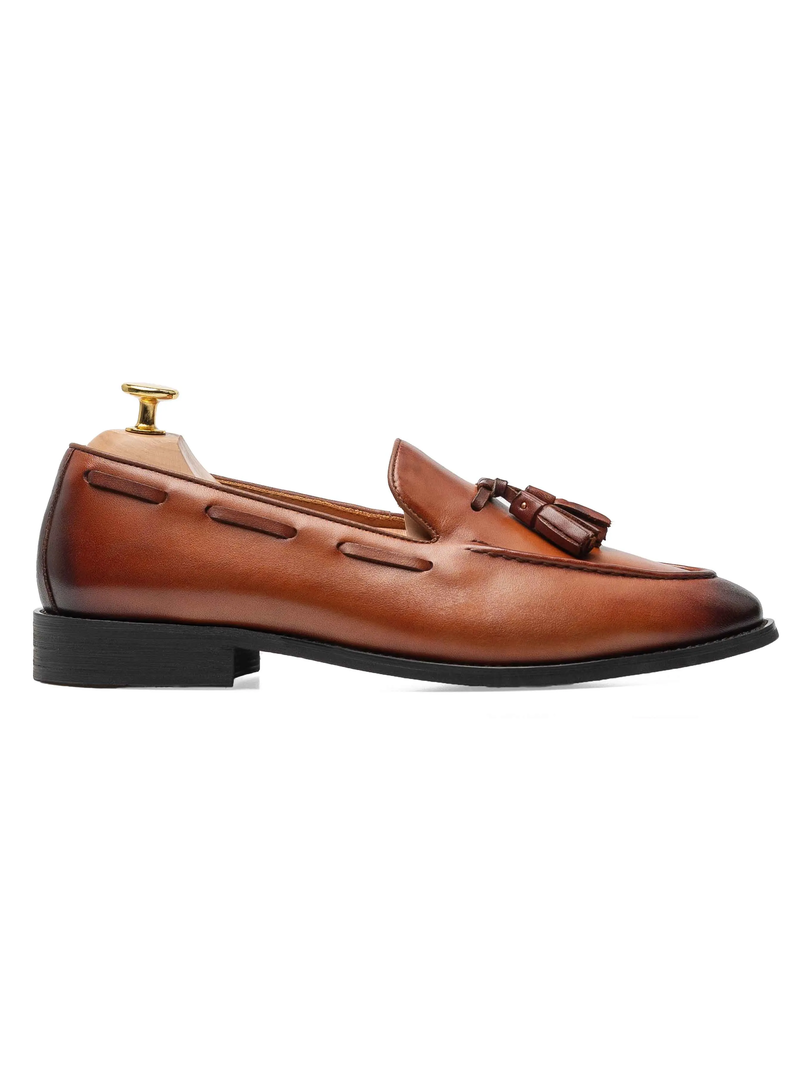 Tassel Loafer - Cognac Tan (Hand Painted Patina) Air Lane Corporate Event