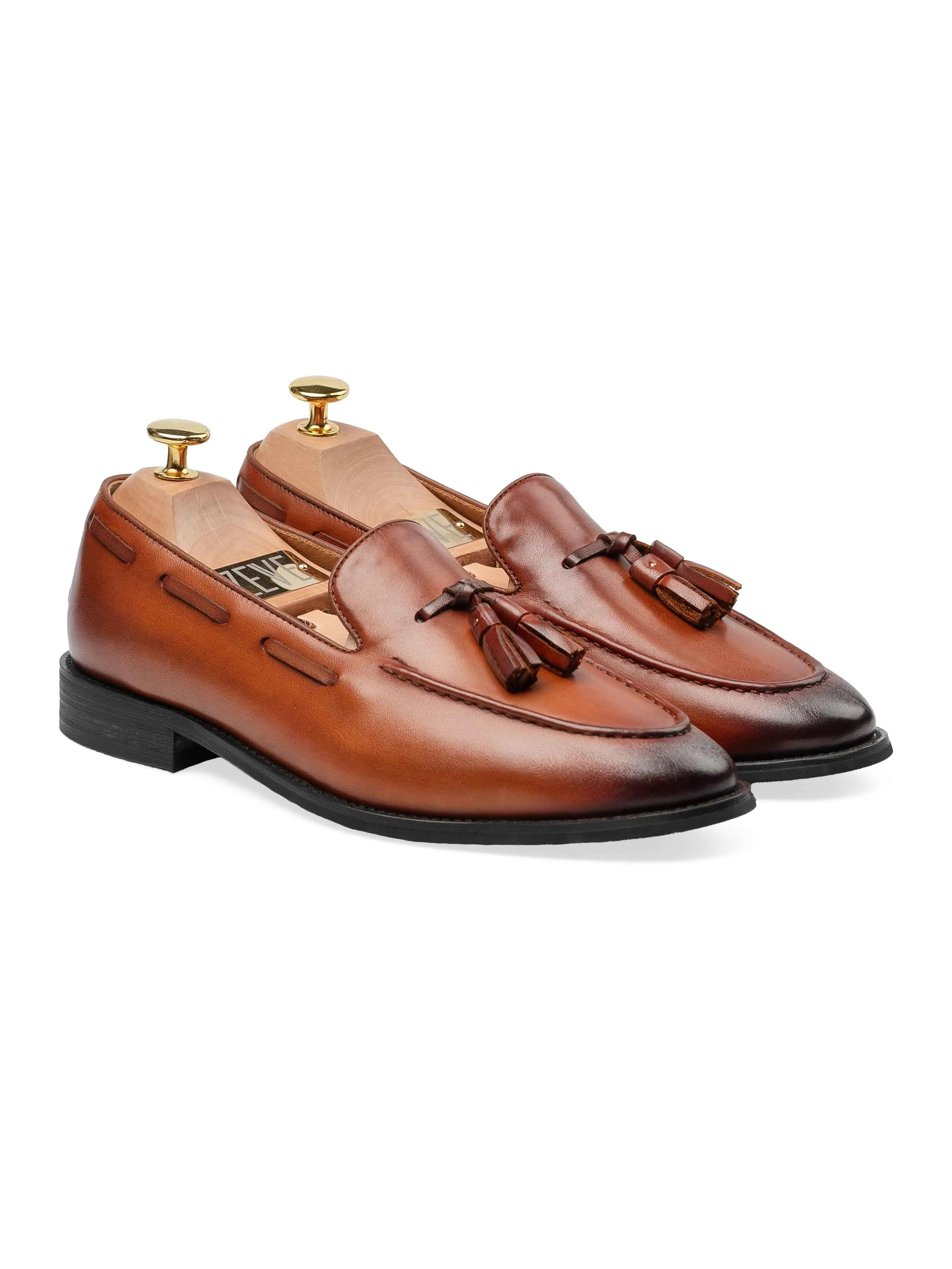Self Love Tassel Loafer - Cognac Tan (Hand Painted Patina)