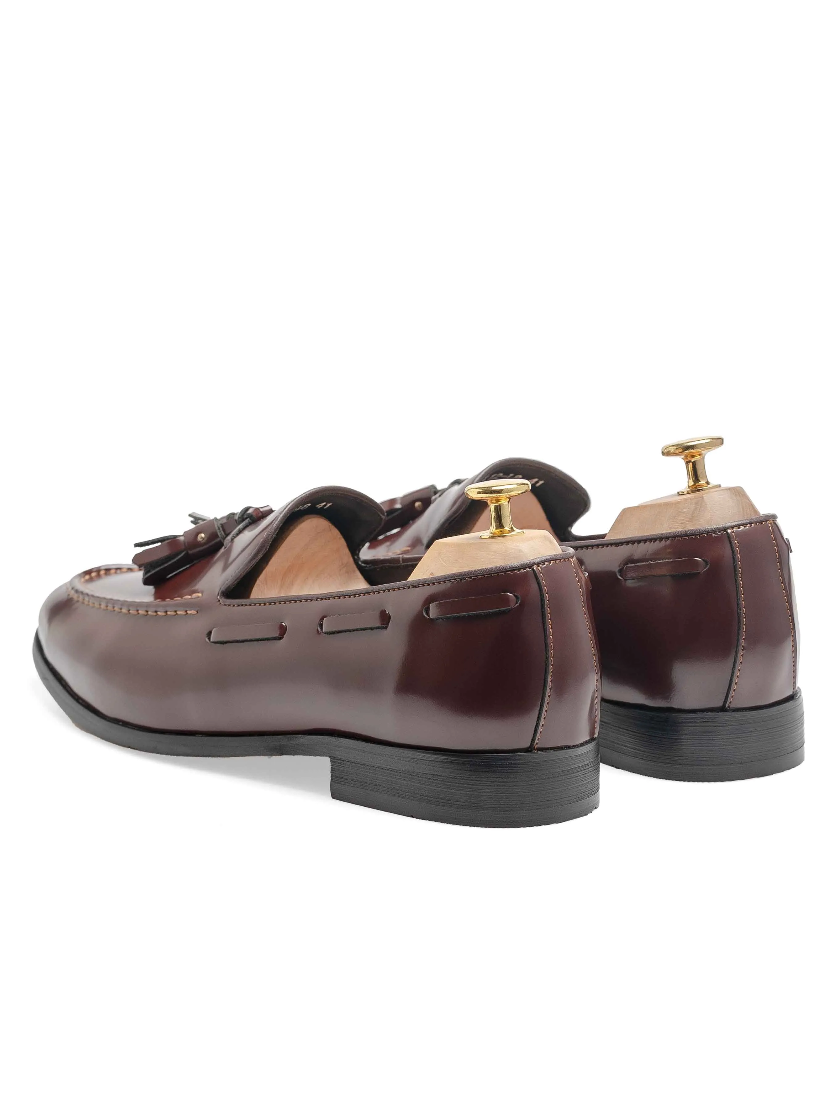 Tassel Loafer - Brown Polished Leather Chic Vibe Premium Quality