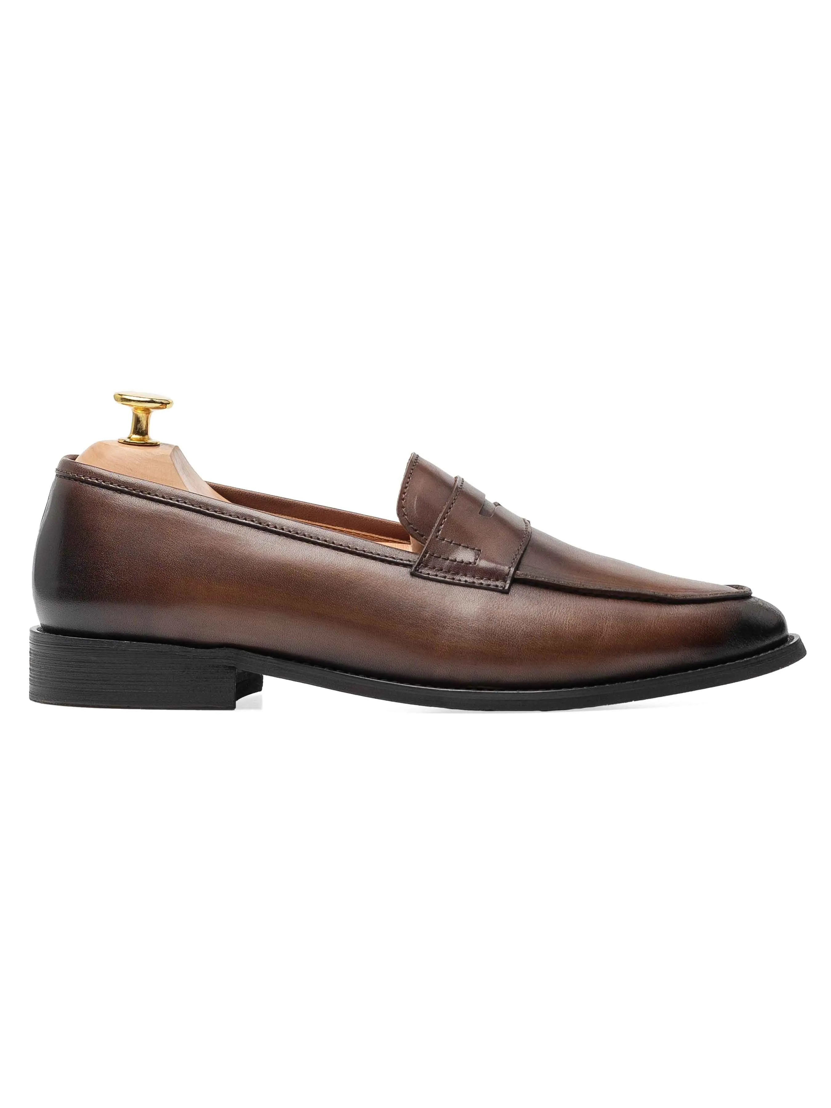 Penny Loafer - Dark Brown (Hand Painted Patina) Cool Path