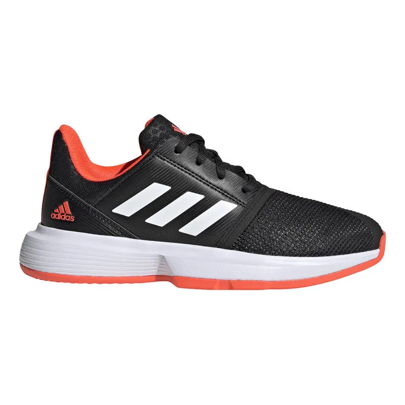 Adidas CourtJam Junior Tennis Shoe Black Solar Red Pastel tone