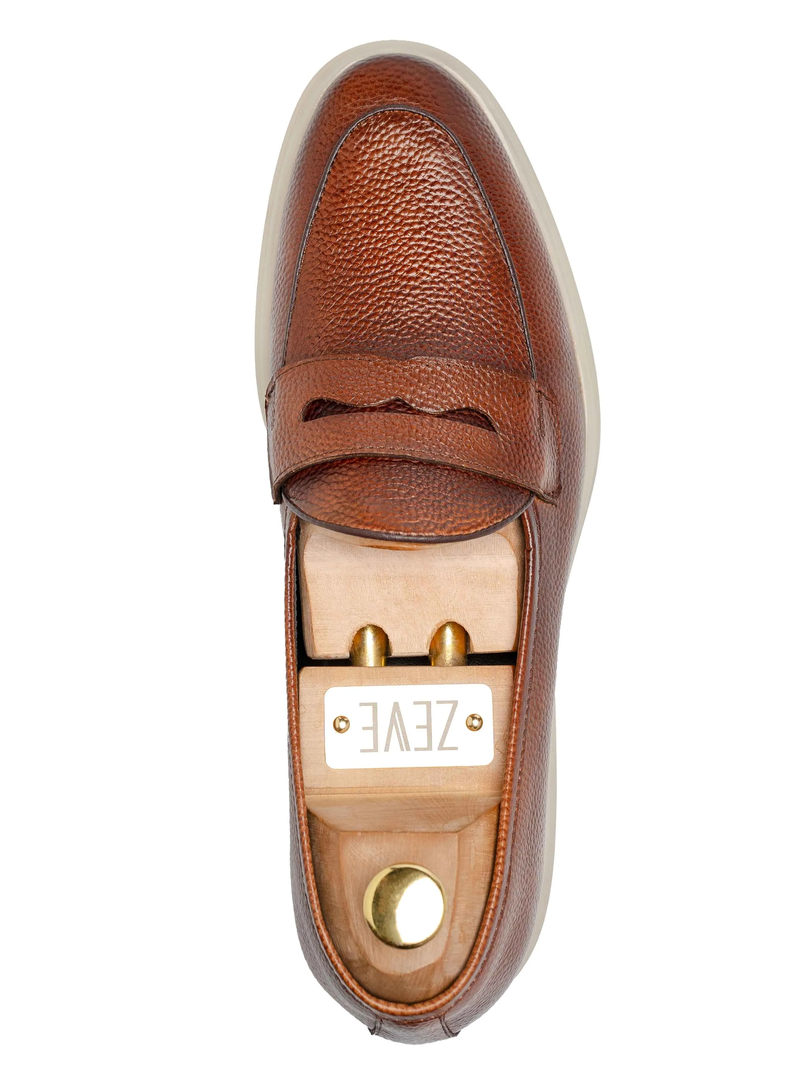 Versatile use Fashionable Leather Pietro Belgian Loafer - Brown Pebble Grain Leather (Soflex Sole)