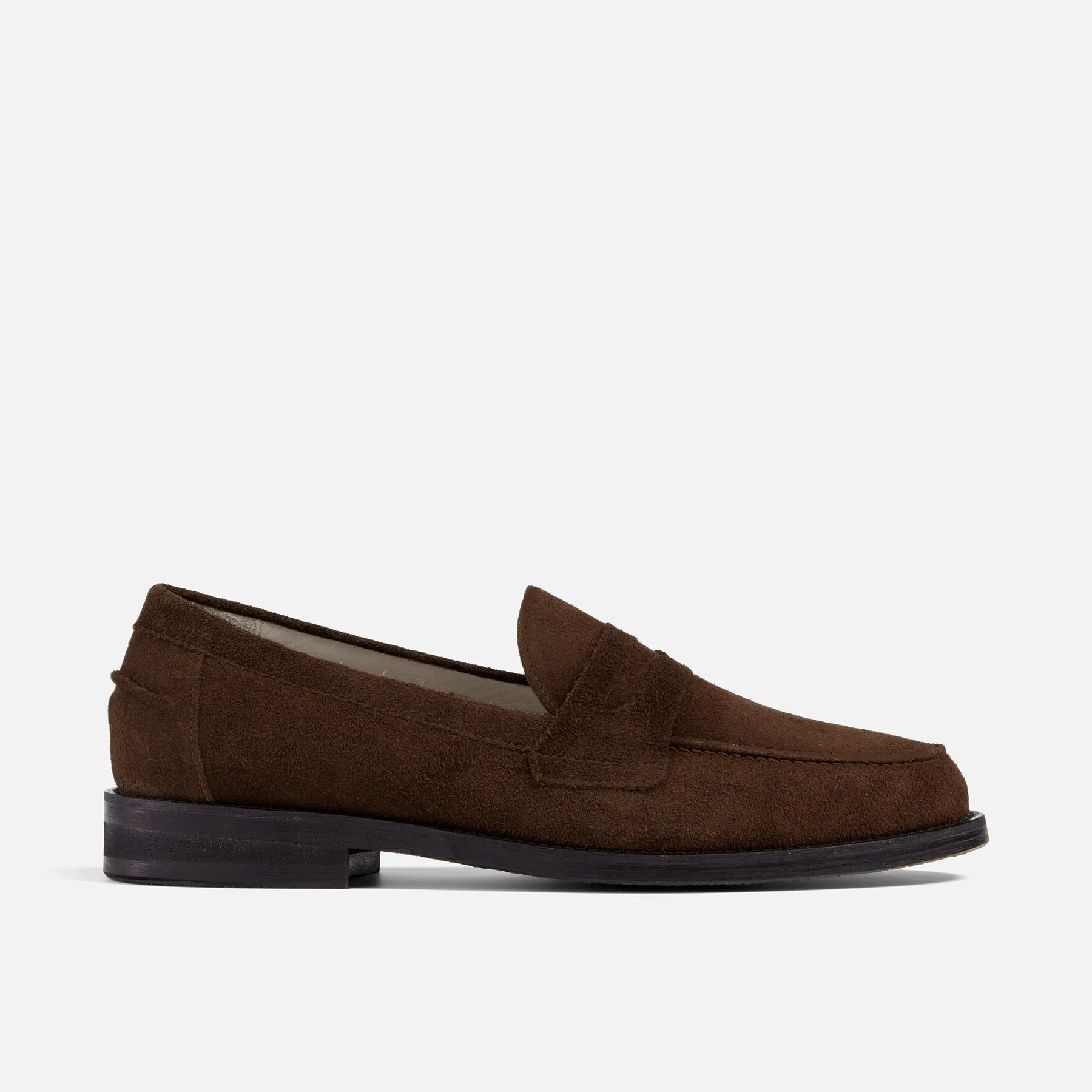 Wilde Brown Suede Penny Loafer - Men's Green Core Dinner Look