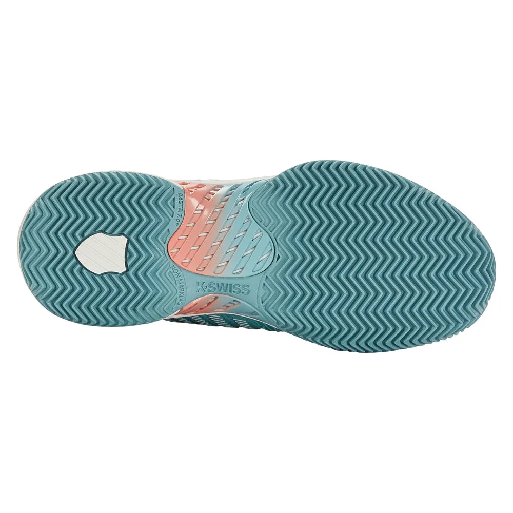 K-Swiss Hypercourt Supreme HB Tennis Shoes (Ladies) - Nile Blue/Blanc/Desert Flower Ventilation Mesh Air Flow