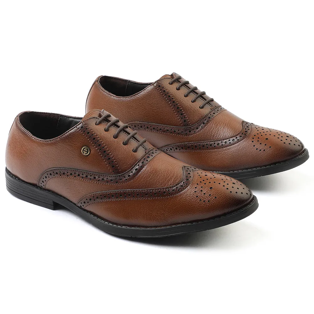 Healers Tan Formal Lacing Oxford Shoes For Men SAGAR-15 By Liberty Durable Fit