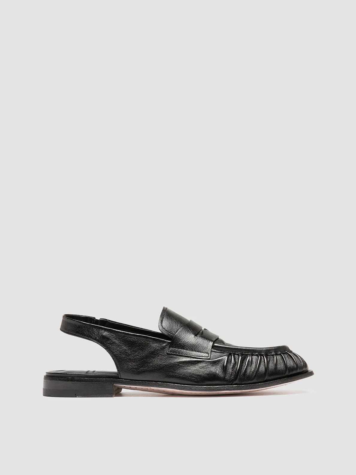 SOLITUDE 102 - Black Leather Slingback Sandals Craftsmanship