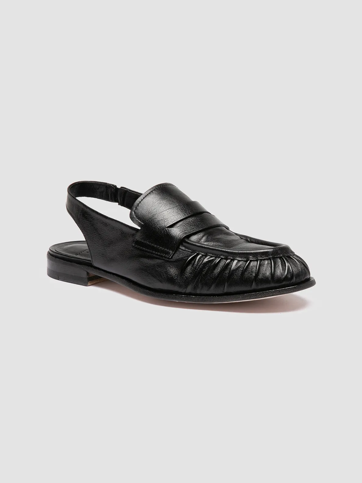 Flexible Rain Guard SOLITUDE 102 - Black Leather Slingback Sandals