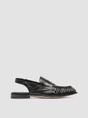 SOLITUDE 102 - Black Leather Slingback Sandals Craftsmanship