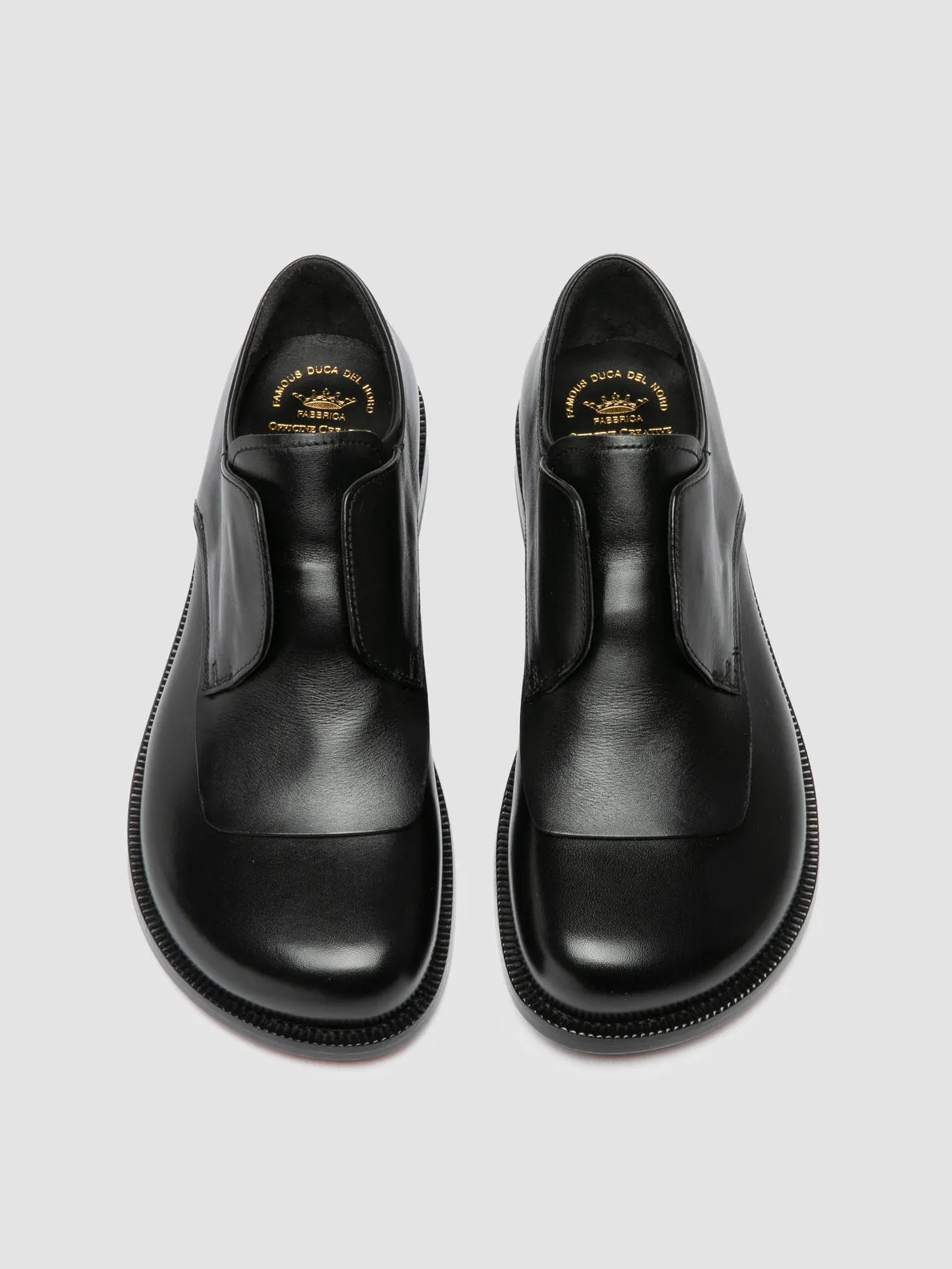 EMERALD 003 - Black Leather Derby Shoes Low Heel